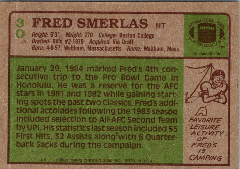 1984 Topps Fred Smerlas