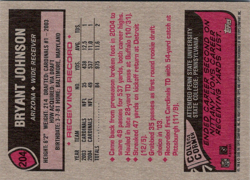 2005 Topps Heritage Bryant Johnson