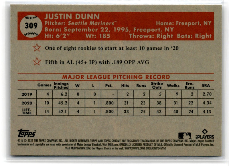 2021 Topps Chrome Platinum Anniversary Justin Dunn