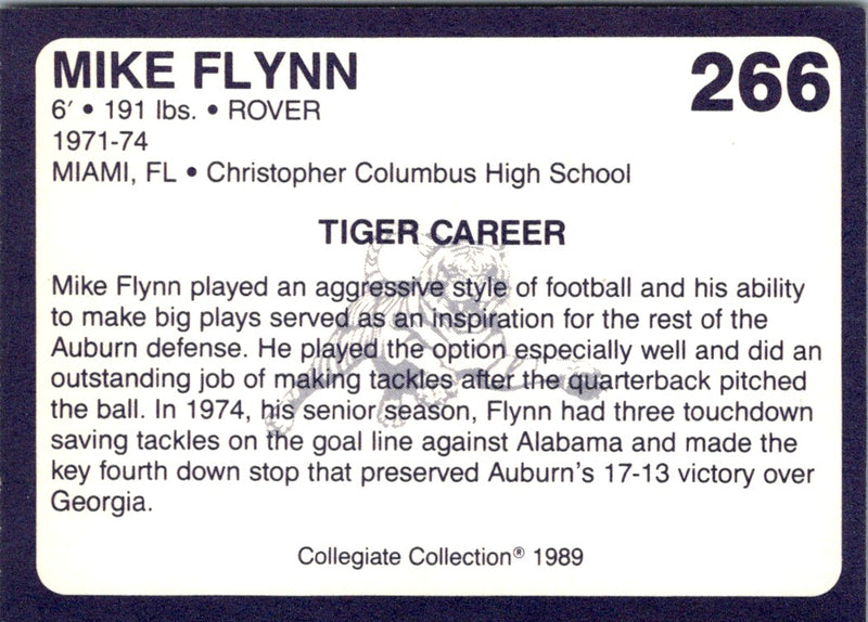 1989 Collegiate Collection Auburn Coke 580 Mike Flynn