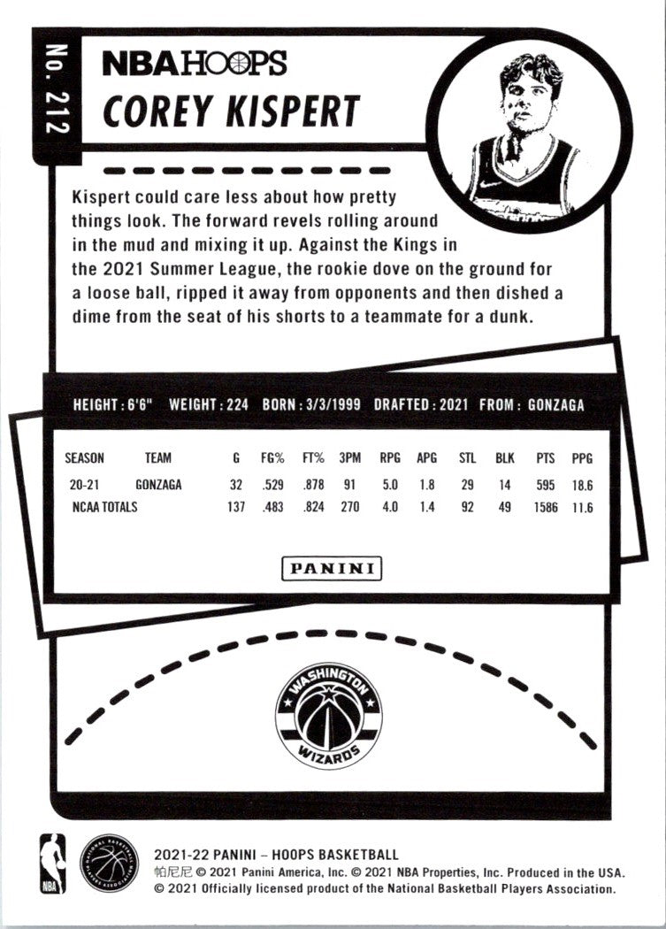 2021 Hoops Red Backs Corey Kispert