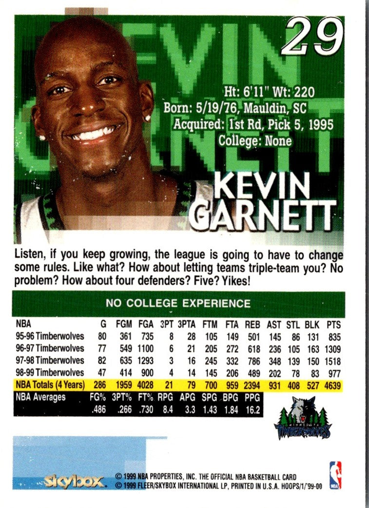 1999 Hoops Kevin Garnett