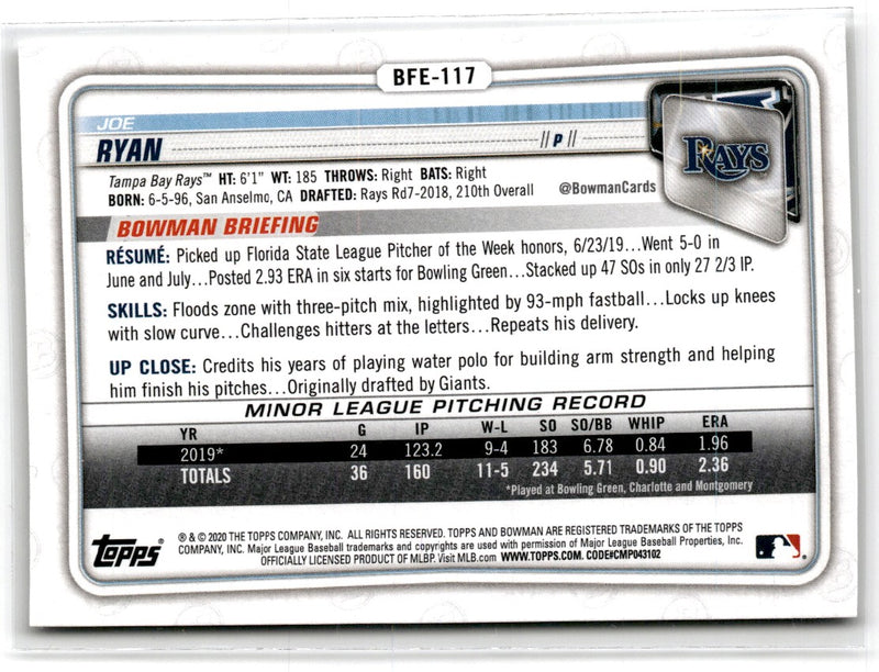 2020 Bowman 1st Edition Joe Ryan