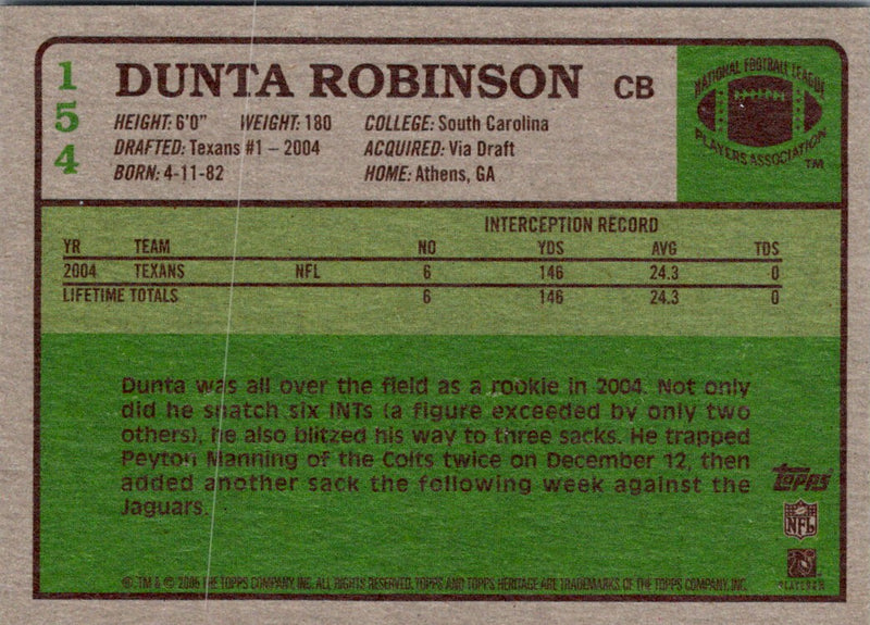 2005 Topps Heritage Dunta Robinson
