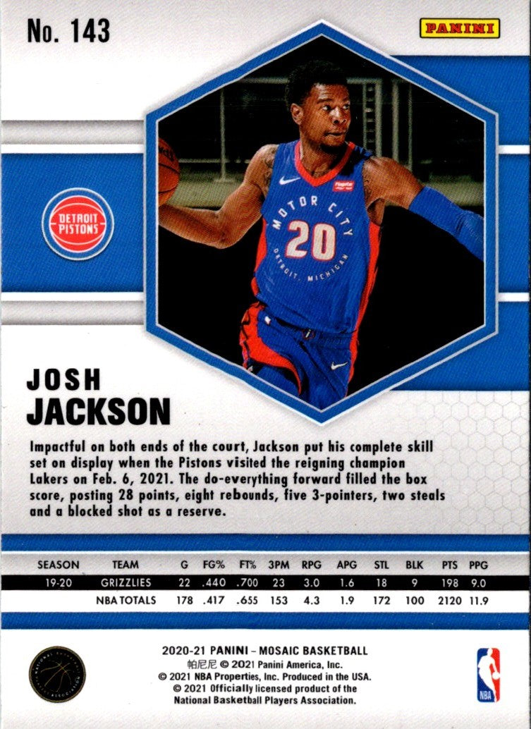 2020 Panini Mosaic Josh Jackson