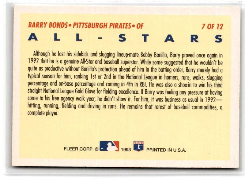 1993 Fleer All-Stars NL Barry Bonds