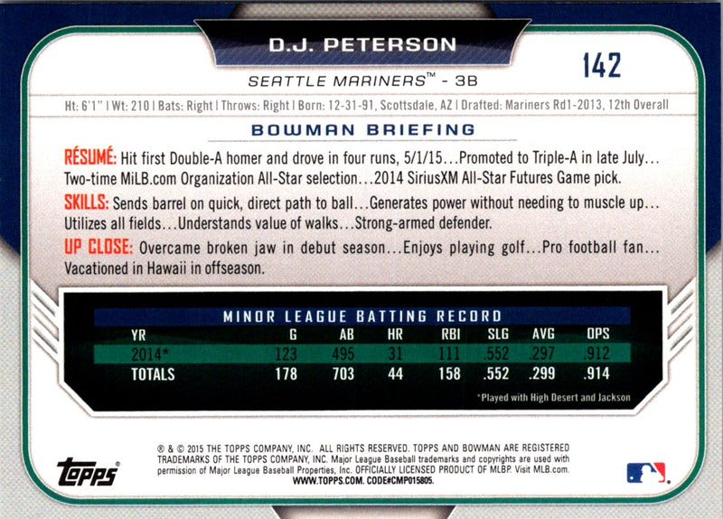 2015 Bowman Draft Picks & Prospects D.J. Peterson