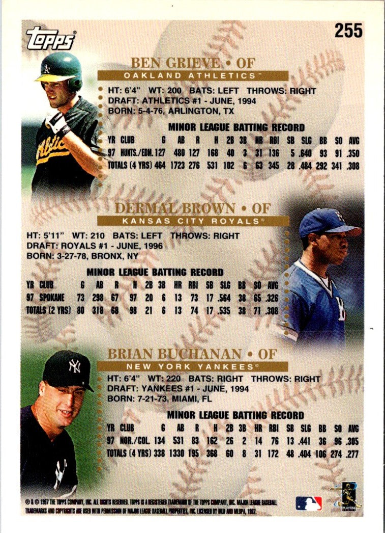 1998 Topps Ben Grieve/Dermal Brown/Brian Buchanan