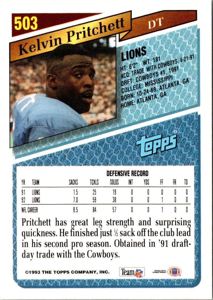 1993 Topps Kelvin Pritchett