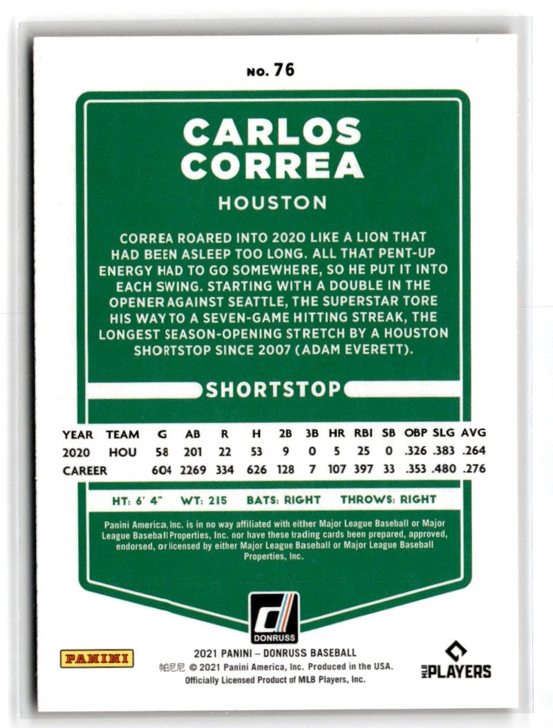 2021 Donruss Holo Red Carlos Correa