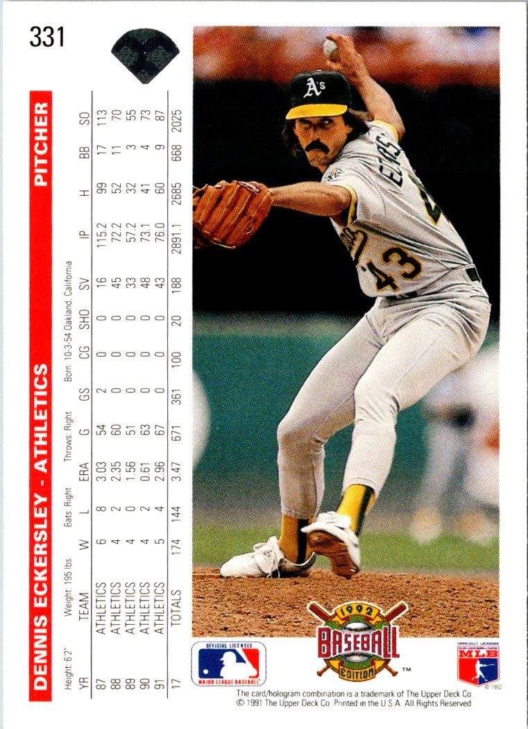 1992 Upper Deck Gold Hologram Dennis Eckersley