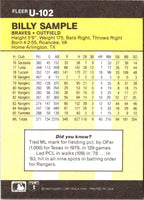 1986 Fleer Update Billy Sample #U-102