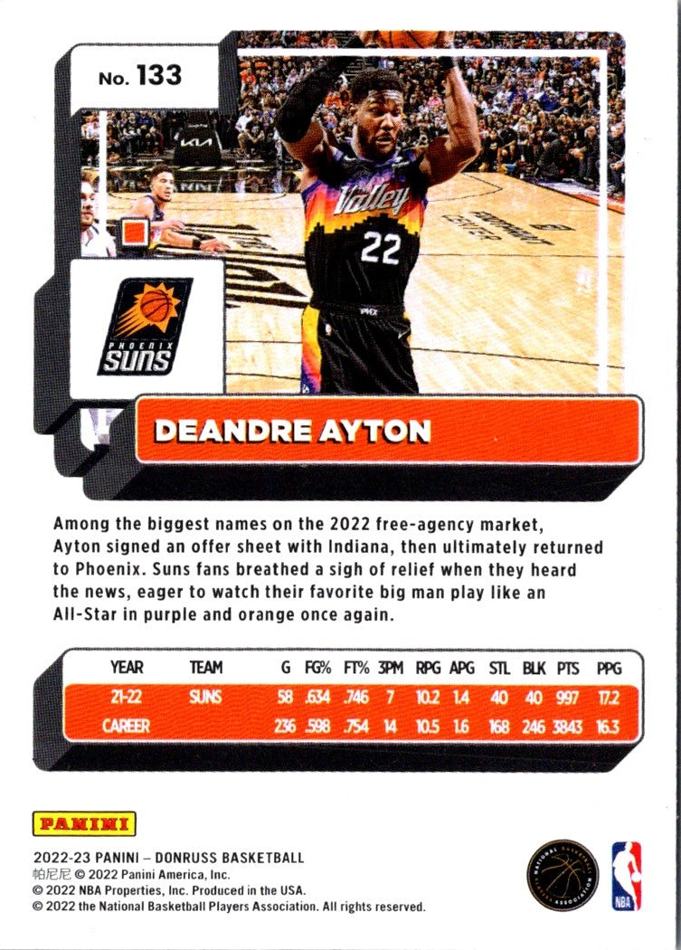 2022 Donruss Holo Laser Red/Gold Deandre Ayton