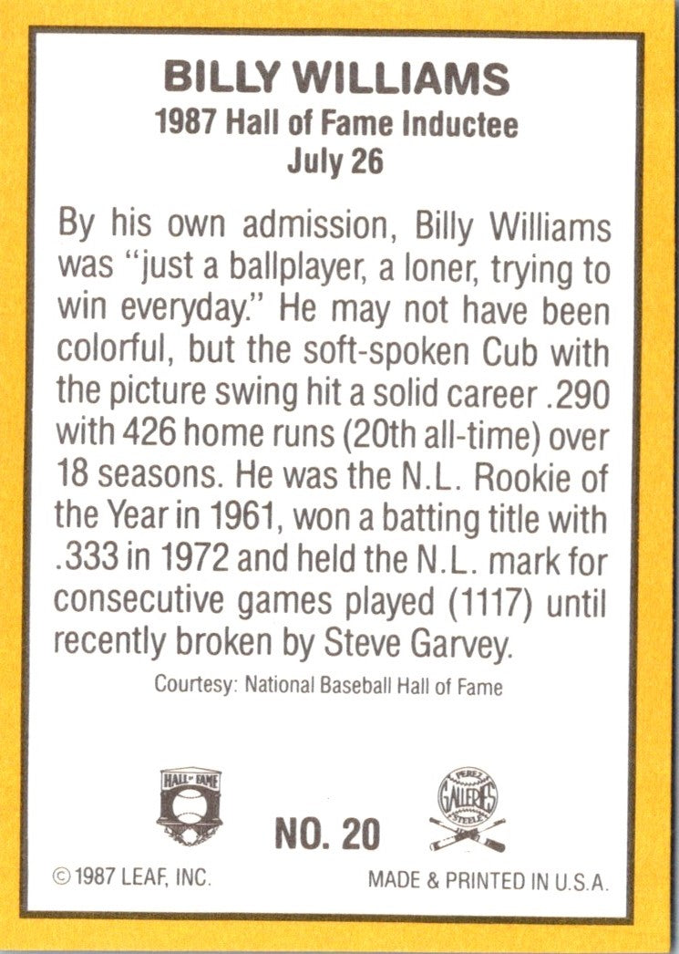 1987 Donruss Highlights Billy Williams