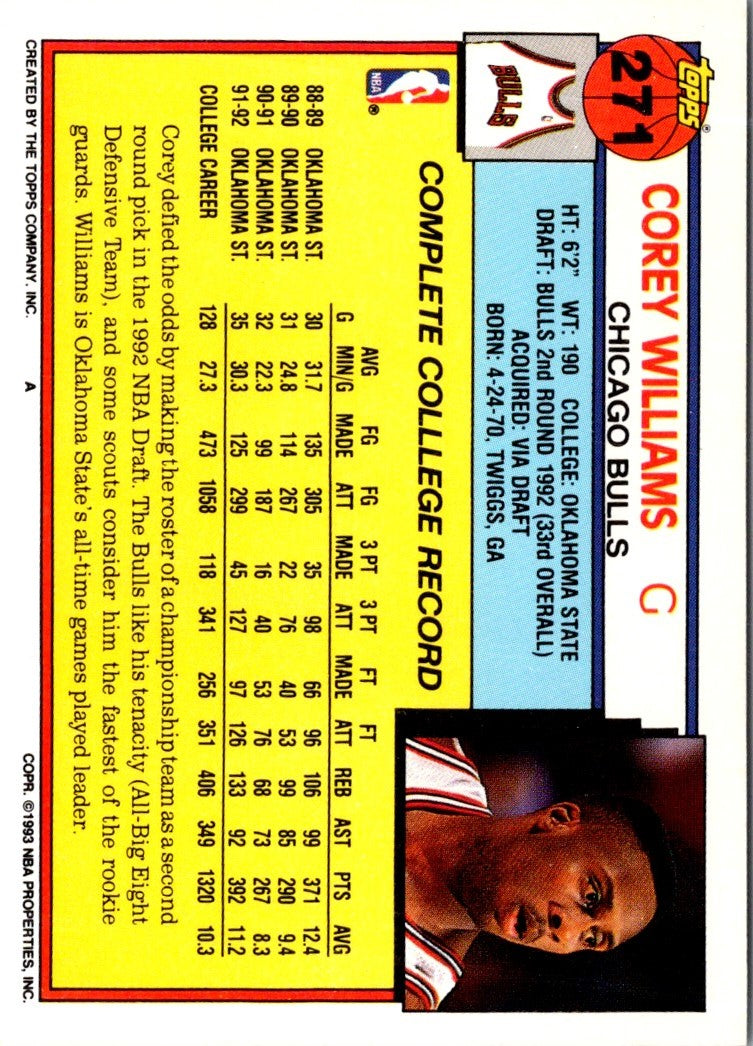 1992 Topps Corey Williams