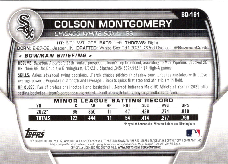 2023 Bowman Draft Colson Montgomery