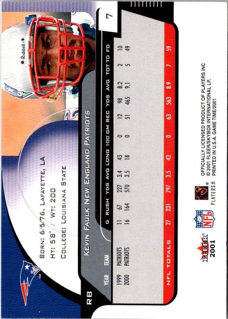 2001 Fleer Game Time Kevin Faulk