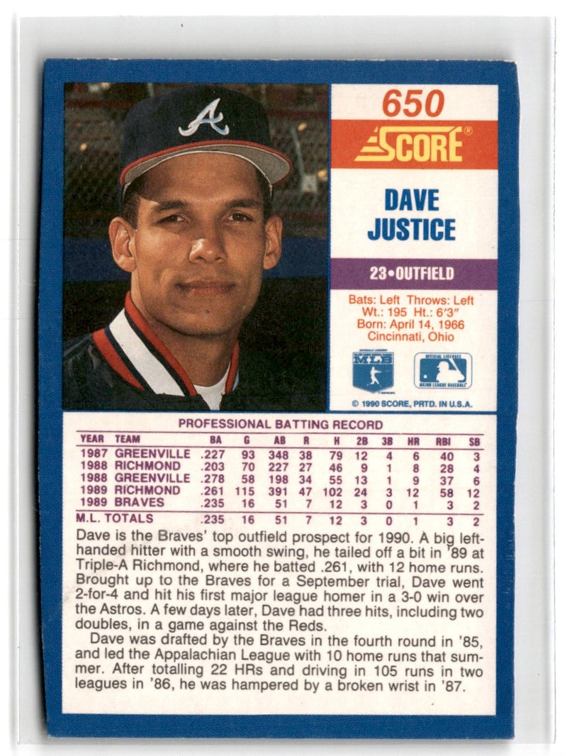 1990 Score Dave Justice