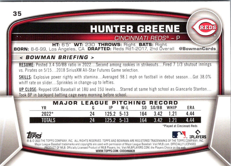 2023 Bowman Hunter Greene