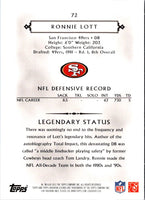 2011 Topps Gridiron Legends Ronnie Lott #72