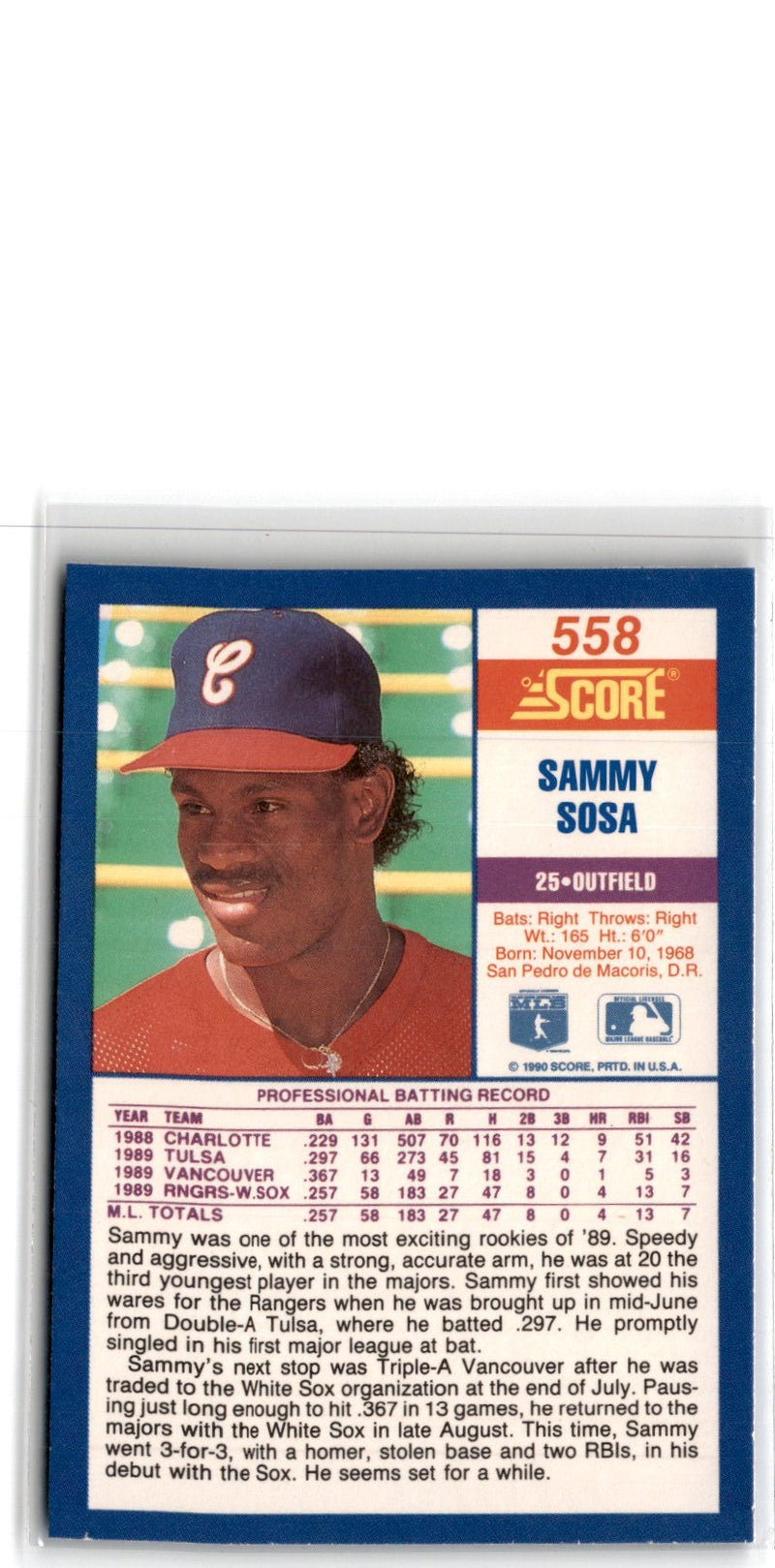 1990 Score Sammy Sosa