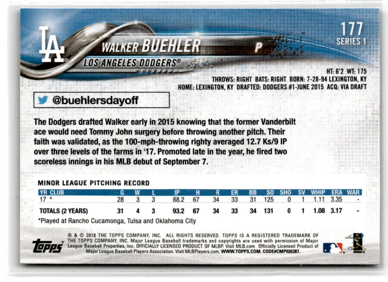 2018 Topps Walker Buehler