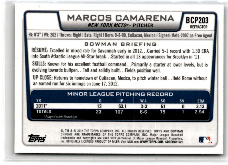 2012 Bowman Chrome Prospects Marcos Camarena