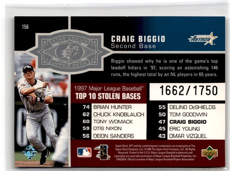 1998 SPx Finite Spectrum Craig Biggio