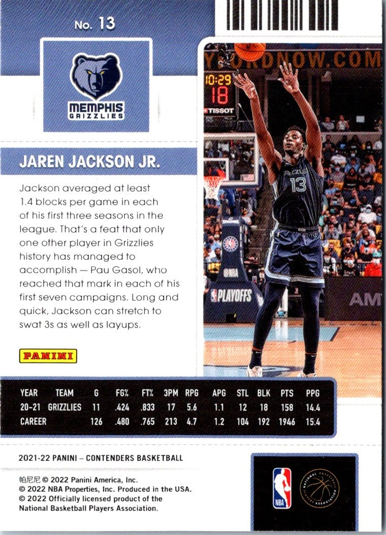 2021 Panini Contenders Ticket Jaren Jackson Jr.