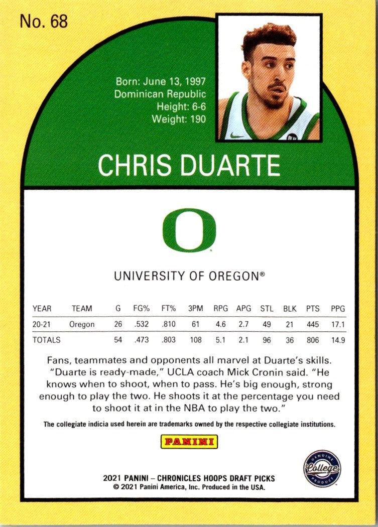 2021 Panini Chronicles Draft Picks Green Chris Duarte