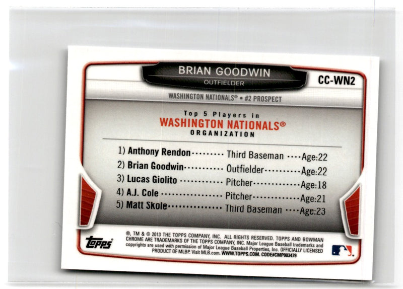 2013 Bowman Chrome Prospects Brian Goodwin