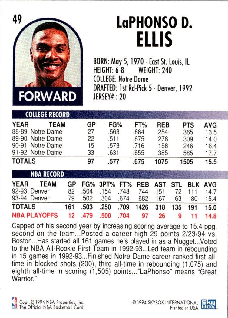 1994 Hoops LaPhonso Ellis