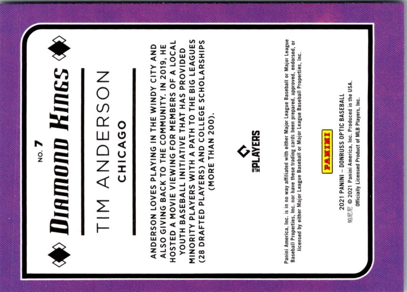 2021 Donruss Optic Carolina Blue & White Tim Anderson