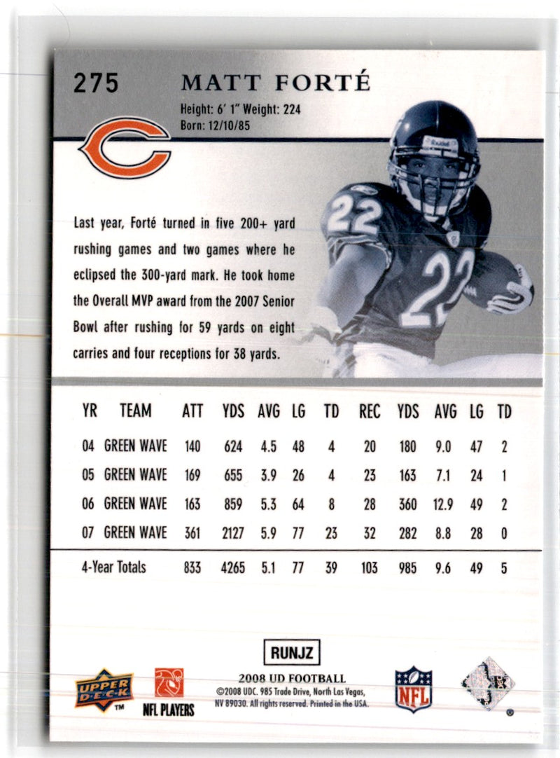 2008 Upper Deck Matt Forte