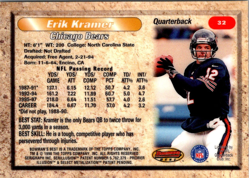 1998 Bowman's Best Erik Kramer