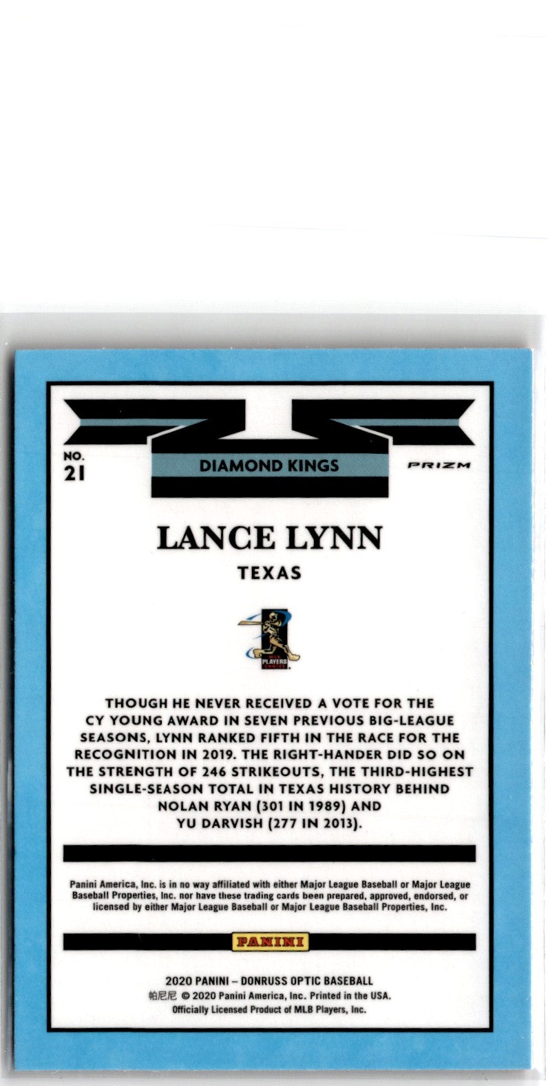 2020 Donruss Pink Lance Lynn