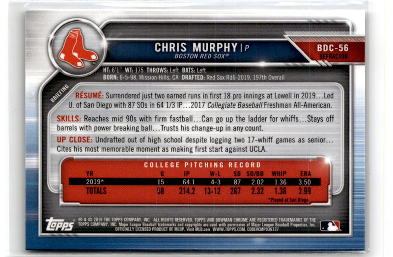 2019 Bowman Draft Chrome Chris Murphy