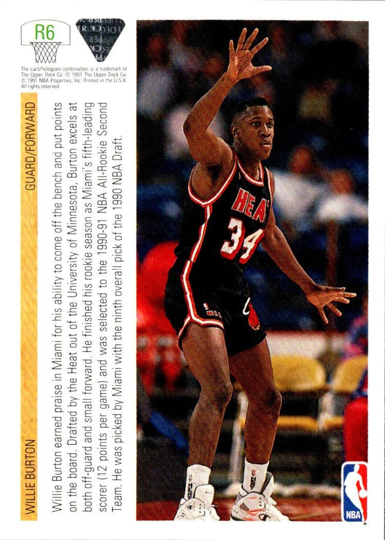 1991 Upper Deck Rookie Standouts Willie Burton