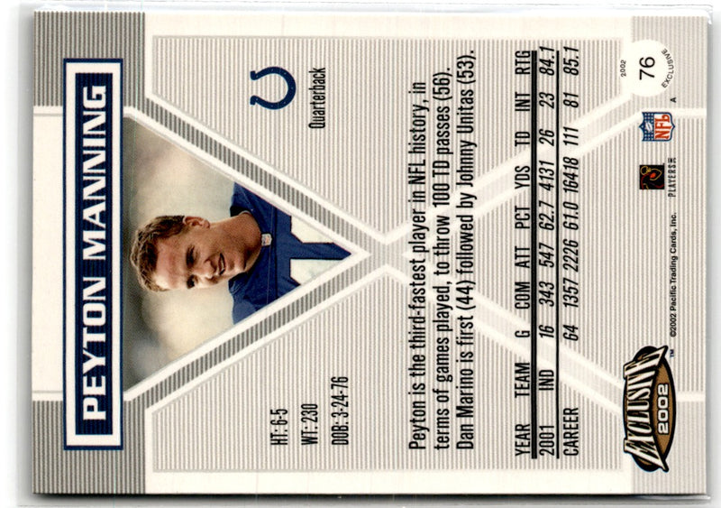 2002 Pacific Exclusive Peyton Manning