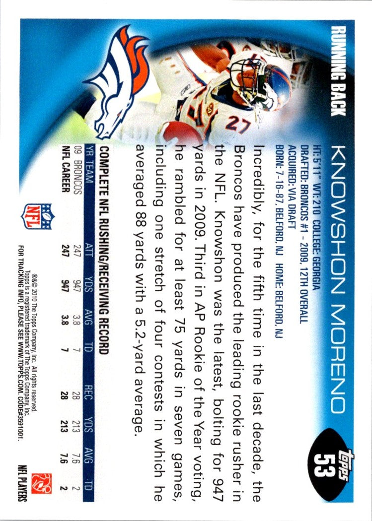 2010 Topps Knowshon Moreno