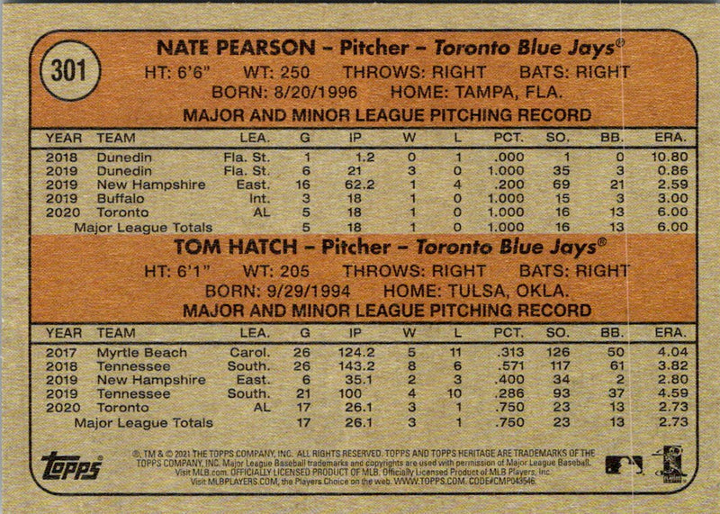 2021 Topps Heritage Red 2021 Rookie Stars - Blue Jays - Tom Hatch/Nate Pearson