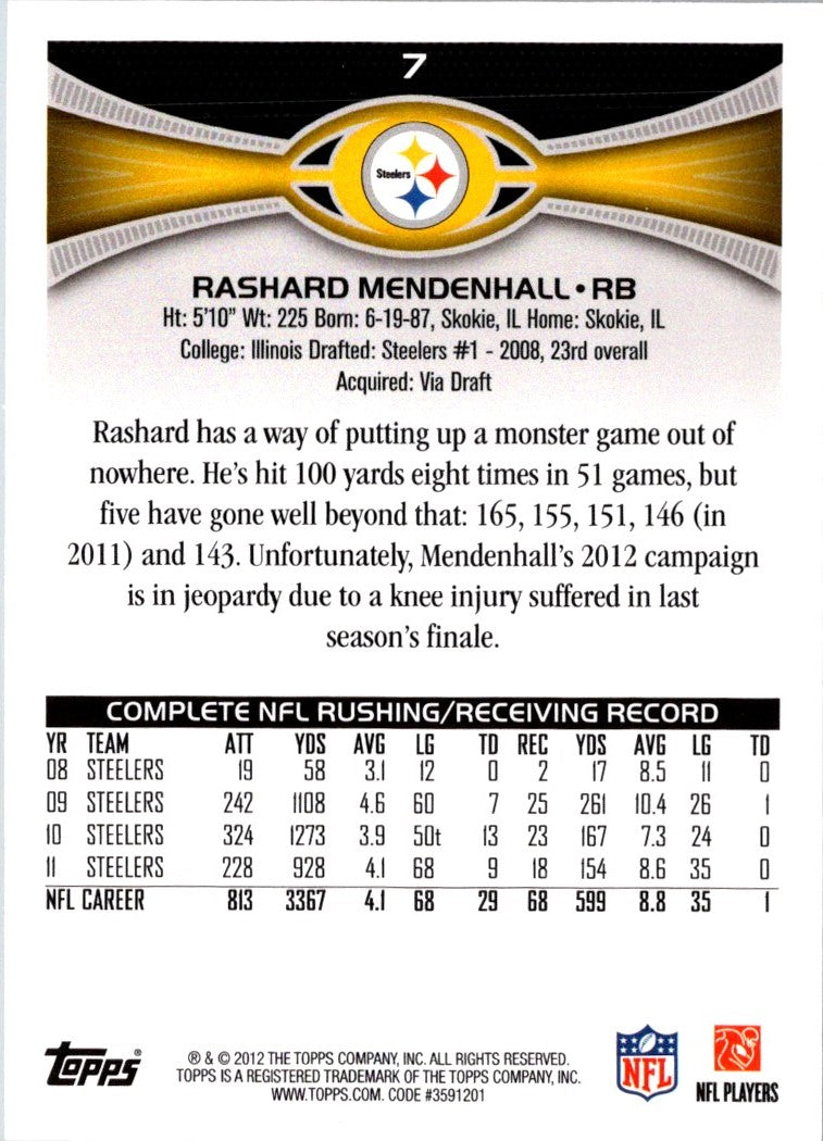 2012 Topps Rashard Mendenhall