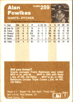 1983 Fleer Alan Fowlkes #259 Rookie