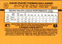 1989 Donruss Dave Gallagher #384 Rookie