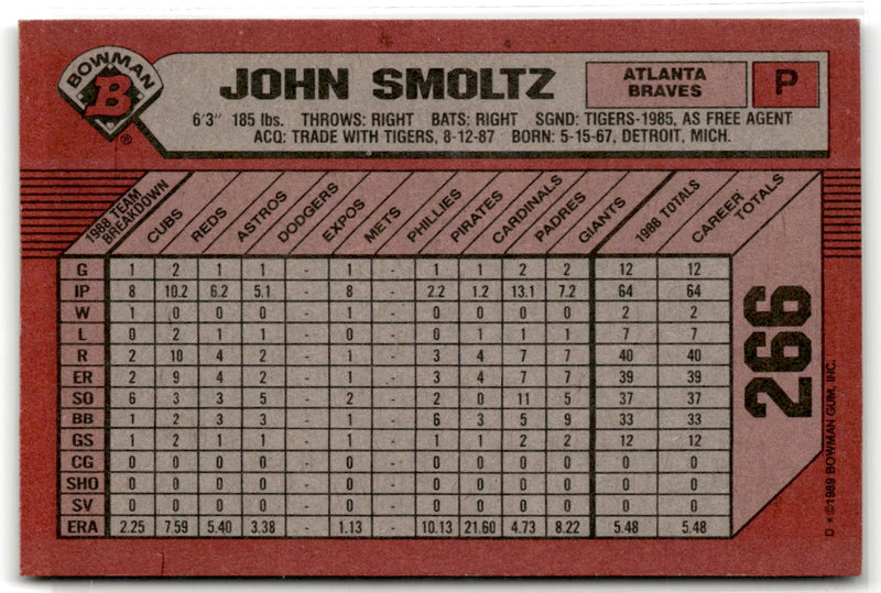 1989 Bowman John Smoltz