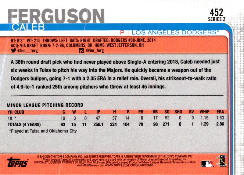 2019 Topps Caleb Ferguson