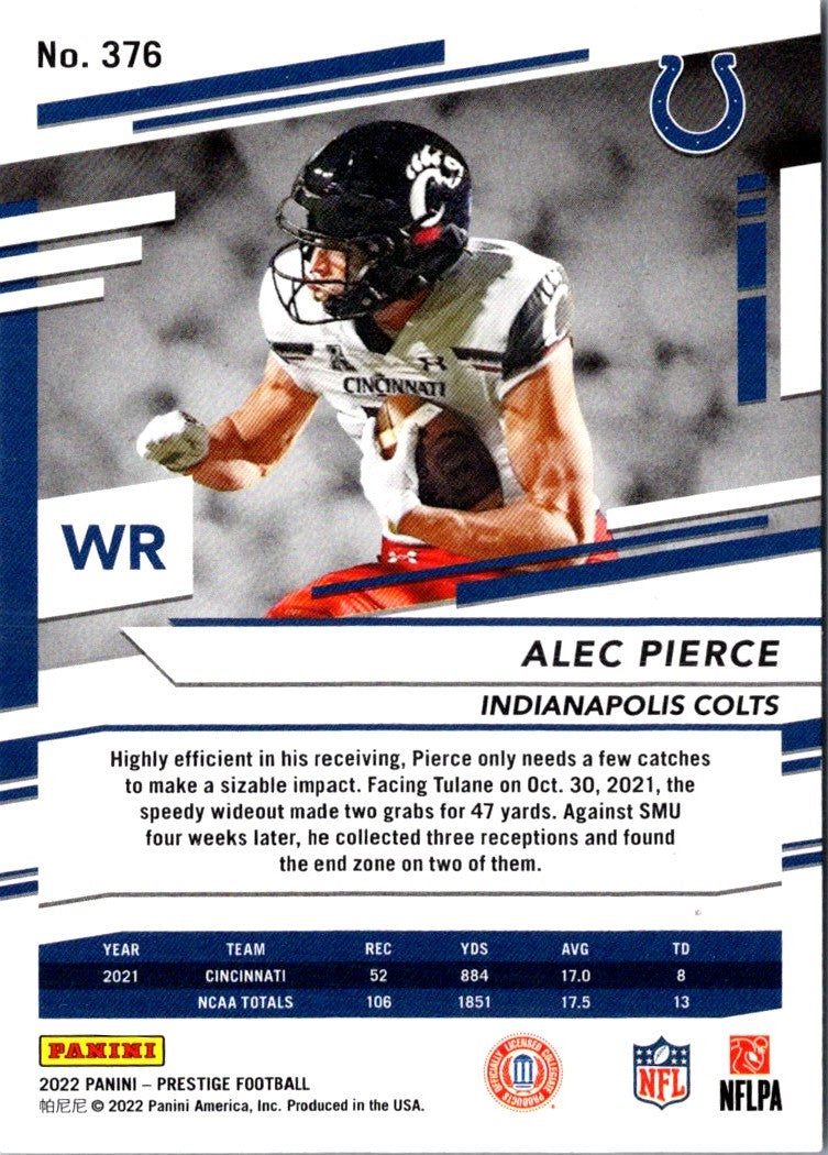 2022 Panini Prestige Alec Pierce