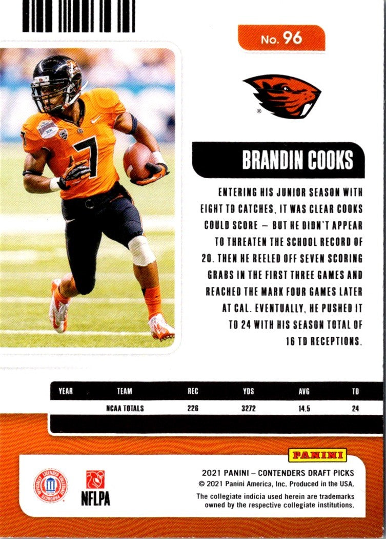 2021 Panini Contenders Draft Picks Game Ticket Red Brandin Cooks