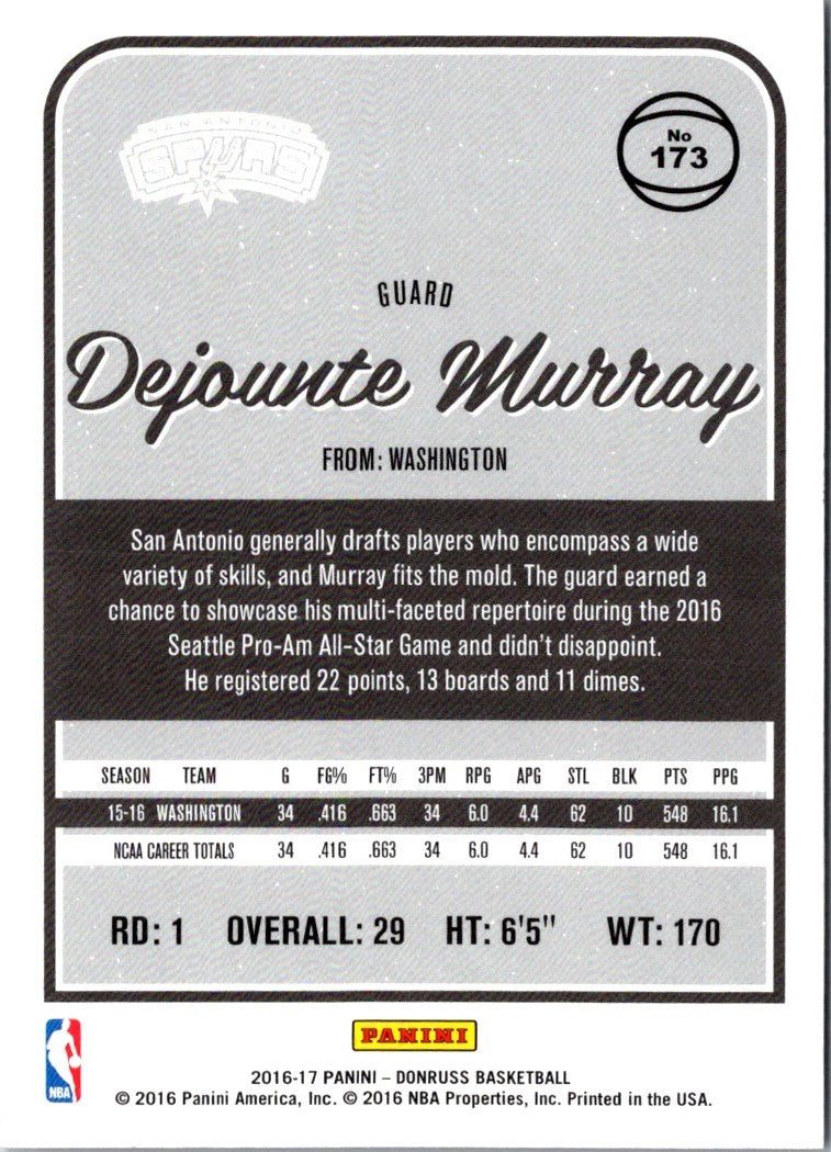 2016 Donruss Dejounte Murray