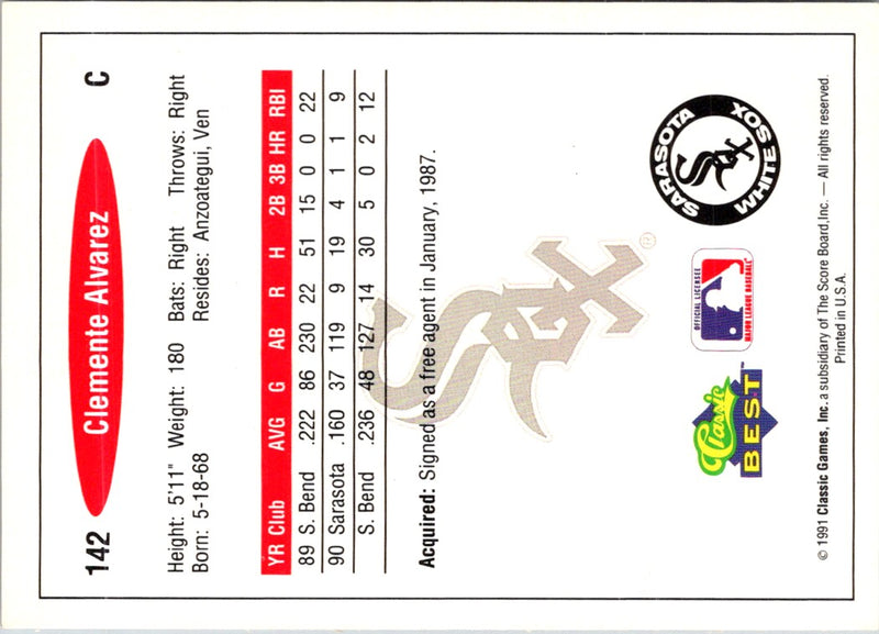 1991 Classic Best Clemente Alvarez